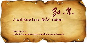 Zsatkovics Nándor névjegykártya